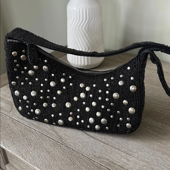 Anthropologie Asymmetric Beaded & Studded shoulder bag - Picture 5 of 11